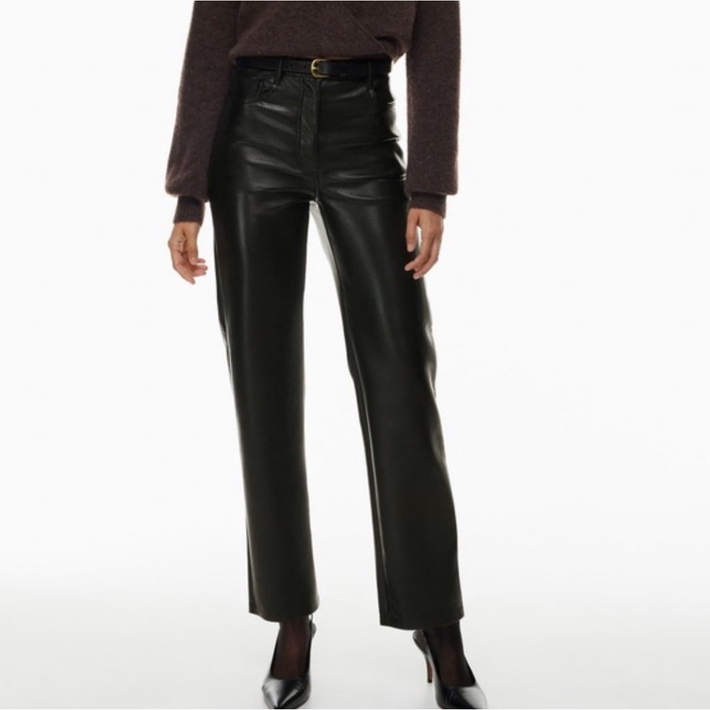 Wilfred Black Faux Leather Straight Leg Pants